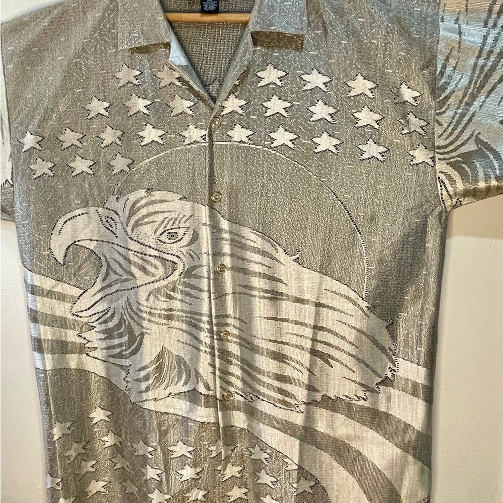 Men's Gold Trust Couture Eagle Print Shirt XXL